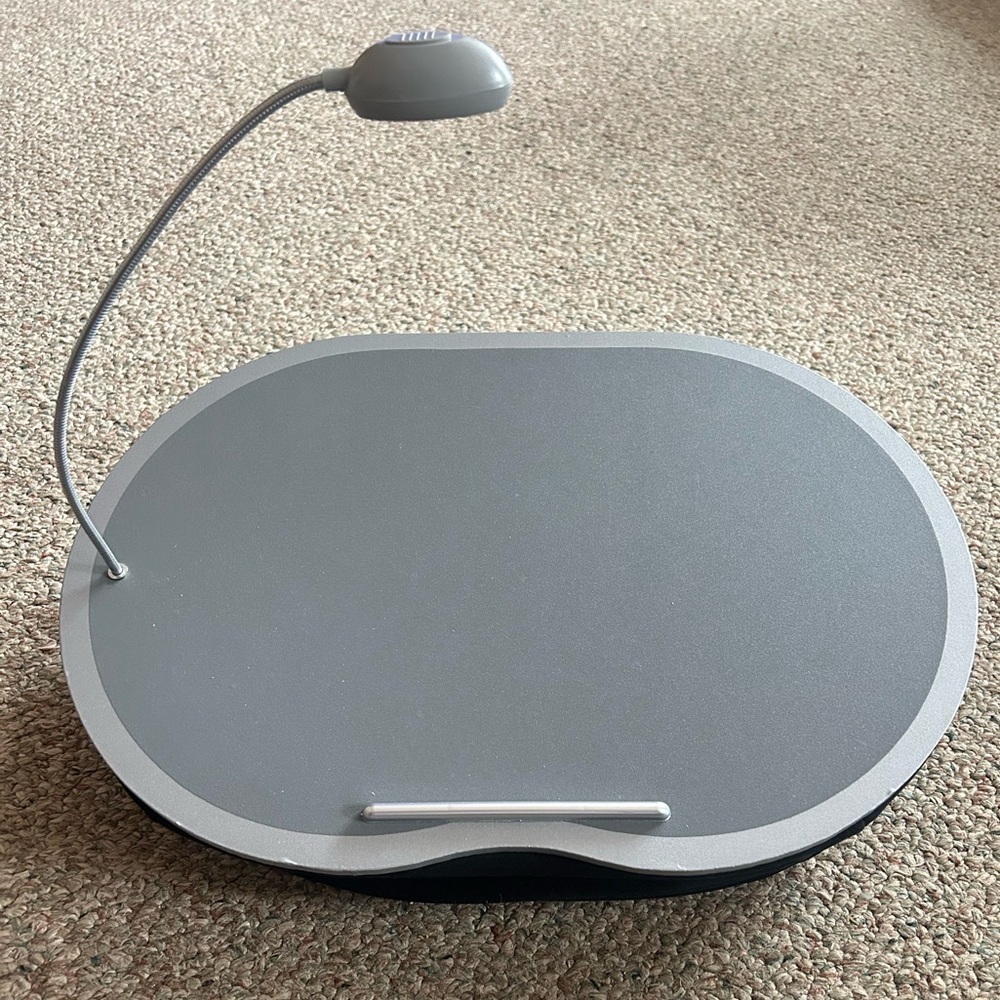 Cushioned Lap Desk Laptop Reading Gray with Overhead Light